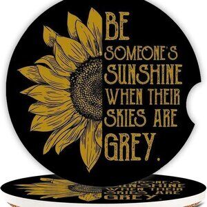Ceramic Cup Holders Car Coasters for Women/Men,Sunflower Design Absorbent Drink